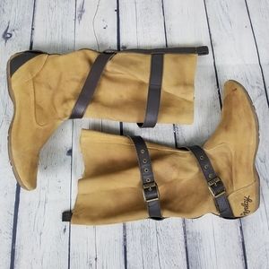REPLAY | suede slouchy strappy pull-on boots